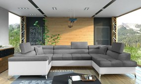 Ъглов диван Motta-Right-White-Gray