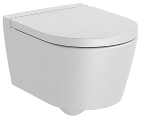 Конзолна тоалетна чиния A346528630, седалка и капак, порцелан, перлен, 44x37x48см