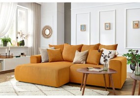 Кадифен ъглов диван в цвят жълта охра Enjoy – Bobochic Paris