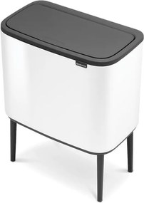 Кош за боклук Brabantia Bo Touch 651110, 11+23 л, Плавно и безшумно отваряне, Голям отвор, Бял