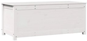 823540 vidaXL Кутия за съхранение, бяла, 110x50x45,5 см, борово дърво масив