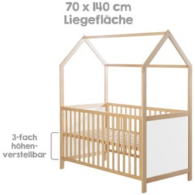 Детско легло в бял и естествен цвят 70x140 cm - Roba