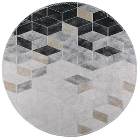 Бяло-сив миещ се кръгъл килим ø 100 cm - Vitaus