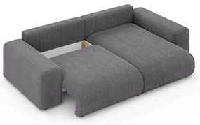 Сив разтегателен ъглов диван с място за съхранение от рипсено кадифе (променлив) Luma – Ropez