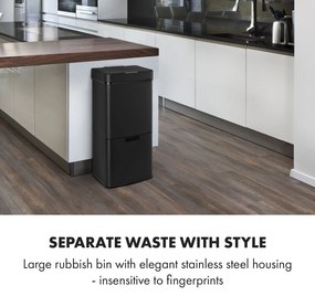 Klarstein Royal Trash Matte Black, кош за отпадъци със сензор, 72 l, неръждаема стомана, матово черно