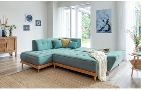 Тюркоаз разтегателен ъглов диван (ляв ъгъл) Dazzling Daisy – Miuform