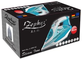 Парна ютия ZEPHYR ZP 1050 DC, 2800W, 300 мл, 40 гр/мин, Керамична плоча, Самопочистване, Вертикално гладене, Тюркоазен/бял