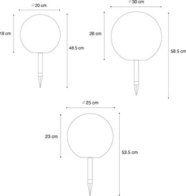 Комплект от 3 бели външни подови лампи с LED слънчеви IP44 - Ludger