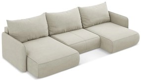 Кремав разтегателен ъглов диван с място за съхранение Nanea – Makamii