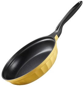 Тиган BUYDEEM CP151, 25 см, Стъклен капак, Лят алуминий, Без PFOA, Незалепващо покритие, Жълт