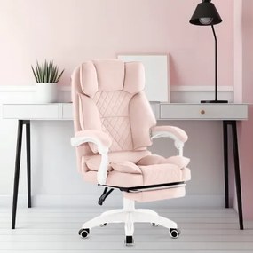 Ергономичен офис стол HC-1031 с поставка за крака - розов