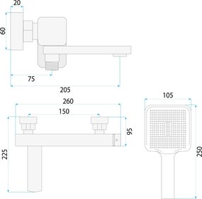 Смесител за вана Rea Arlo Black