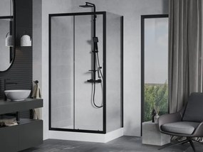 Mexen Apia разтегателна душ кабина 120 x 90 см, прозрачна, черна + корито Rio