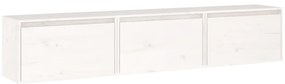 3100130 vidaXL ТВ шкафове, 3 бр, бели, бор масив