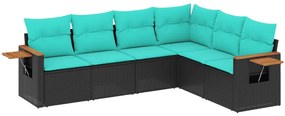 3226841 vidaXL Градински комплект диван с възглавници 6 части черен полиратан