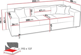 Диван Santos триместен-Сребристо сиво