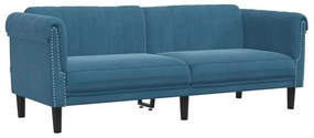 372593 vidaXL 3-местен диван, син, кадифе
