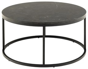 Черна кръгла масичка за кафе с плот от имитация на мрамор ø 80 cm Spiro – Actona
