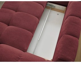 Бордо шенилов сгъваем/с място за съхранение ъглов диван (ляв ъгъл/L форма) Everest – Bobochic Paris