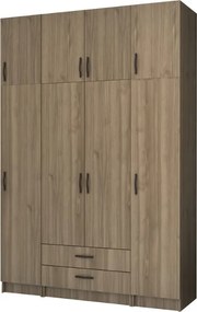 Ricardo четиридверен меламинов гардероб с шкаф в орехов цвят 160x51,8x240см.