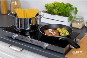 Разопакован: Двоен инфрачервен котлон FIRST FA-5096-7, 2800W, До 300C, Термостат, Стъклокерамика, Черен/инокс