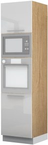 Висок подов шкаф за фурна Raval K23-60-RM-Walnut - White glossy