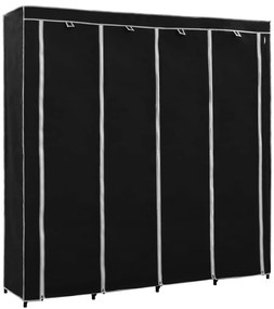 282445 vidaXL Гардероб с 4 отделения, черен, 175x45x170 см