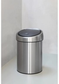 Кош за боклук Brabantia Touch Bin 647211, 3 л, Плавно и безшумно отваряне, Стенен монтаж, Инокс/мат
