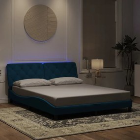 3213865 vidaXL Рамка за легло с LED осветление без матрак, синя, 160x200 см, кадифе