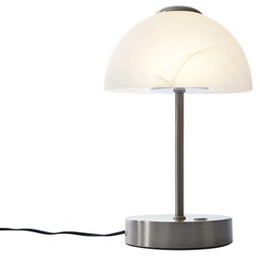 Дизайнерска настолна лампа стомана с опалово стъкло вкл. LED димируема - Joya