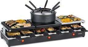 Klarstein Fonduelette XL, 3 в 1 raclette грил и фондю, естествен камък, 1650 W, 12 души