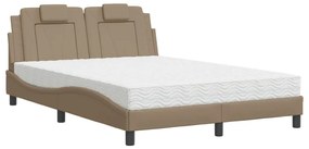 3208786 vidaXL Легло с матрак, капучино, 120x200 см, изкуствена кожа