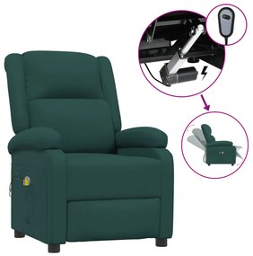 3098364 vidaXL Електрически масажен стол, тъмнозелен, текстил