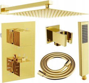 Mexen Cube DR02 вграден душ комплект с душ пита 25 см, златно - 77502DR0225-50