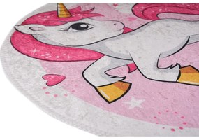 Розов детски килим подходящ за пране ø100 cm Pink Unicorn – Vitaus