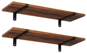 Комплект от 2 броя стенни рафта SHELFY в кафяво/черно