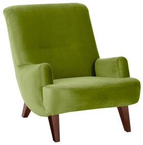 Зелен фотьойл с крака от кафяв велур Brandford - Max Winzer
