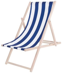 Градински шезлонг синьо/бяло/бук