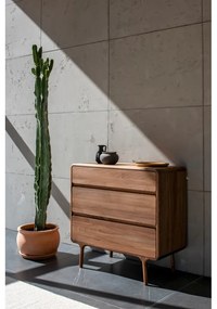 Кафяв скрин от масивен орех 90x90x45 cm Fawn – Gazzda