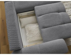 Сив сгъваем/с място за съхранение ъглов диван от прежда с примки от букле (десен ъгъл) Roxelane – Bobochic Paris