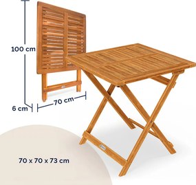 Сгъваема градинска маса от масив от акация - 70 x 70 cm