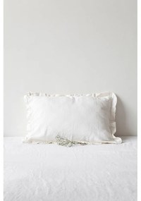 Бяла ленена калъфка за възглавница с ивици, 50 x 60 cm - Linen Tales