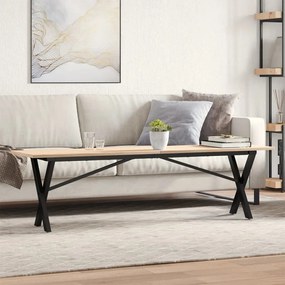 3282690 vidaXL Кафе маса X-образна рамка 160x40x45 см бор масив и стомана