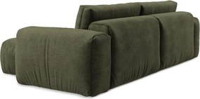 Зелен шенилов сгъваем ъглов диван (десен ъгъл) Kuki – Makamii