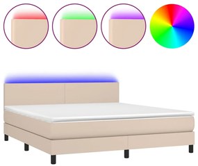 3134122 vidaXL Боксспринг легло с матрак LED капучино 180x200 см