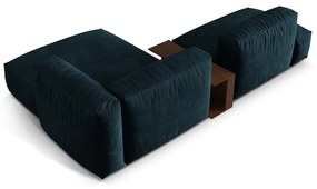 Тъмносин кадифен модулен ъглов диван (десен ъгъл) Martina – Micadoni