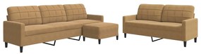 3278488 vidaXL Комплект дивани от 3 части с възглавници, кафяв, кадифе