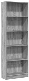 857826 vidaXL Библиотека, сив сонома, 60x24x176 см, инженерно дърво