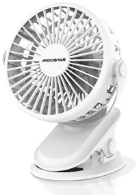 Aigostar - Акумулаторен маса fan с щипка 4W/5V 1500mAh бял