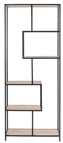 Черна етажерка за книги от дъб сонома 77x185 cm Seaford - Actona